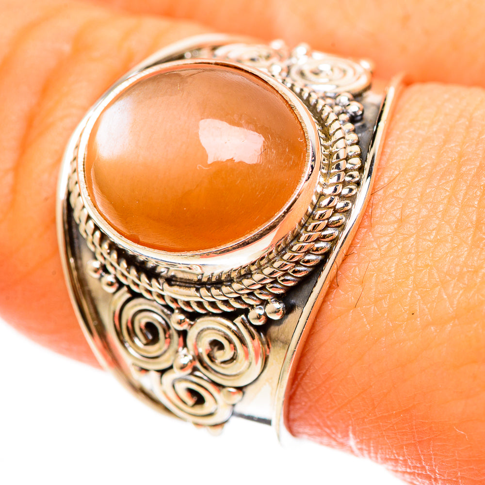 Peach Moonstone Rings handcrafted by Ana Silver Co - RING112221