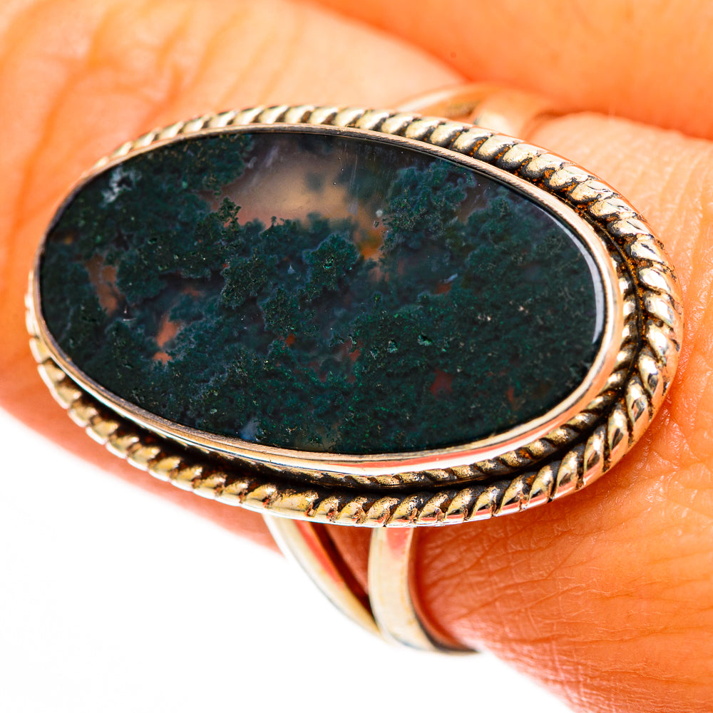 Green Moss Agate Rings handcrafted by Ana Silver Co - RING112243