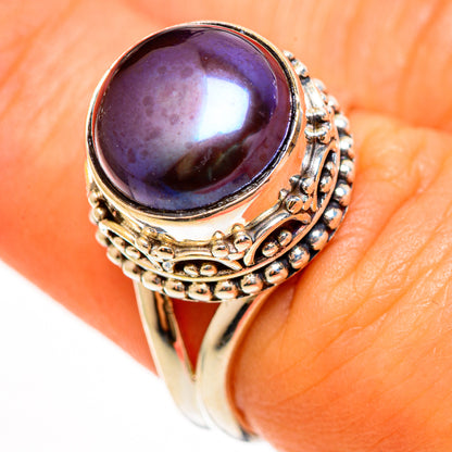 Titanium Cultured Pearl Rings handcrafted by Ana Silver Co - RING112252