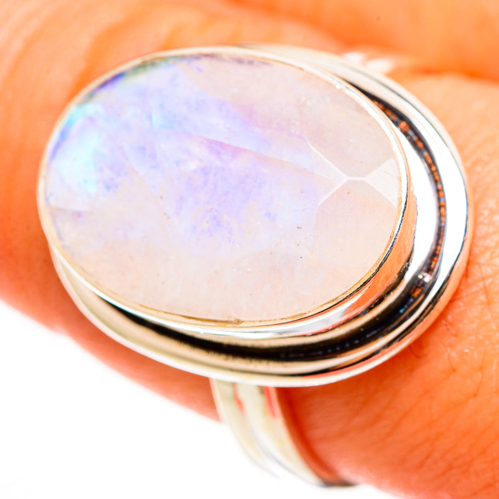 Rainbow Moonstone Rings handcrafted by Ana Silver Co - RING112259