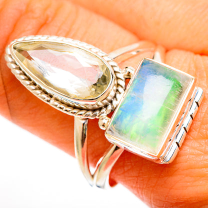 Green Moonstone Rings handcrafted by Ana Silver Co - RING112271