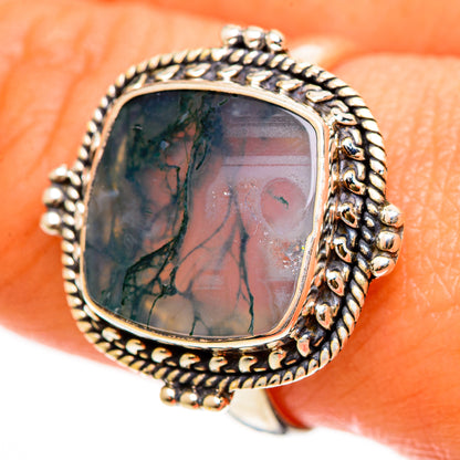 Green Moss Agate Rings handcrafted by Ana Silver Co - RING112272