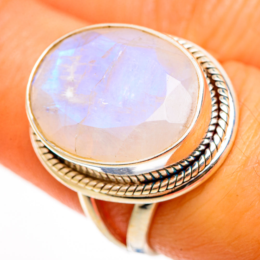 Rainbow Moonstone Rings handcrafted by Ana Silver Co - RING112288