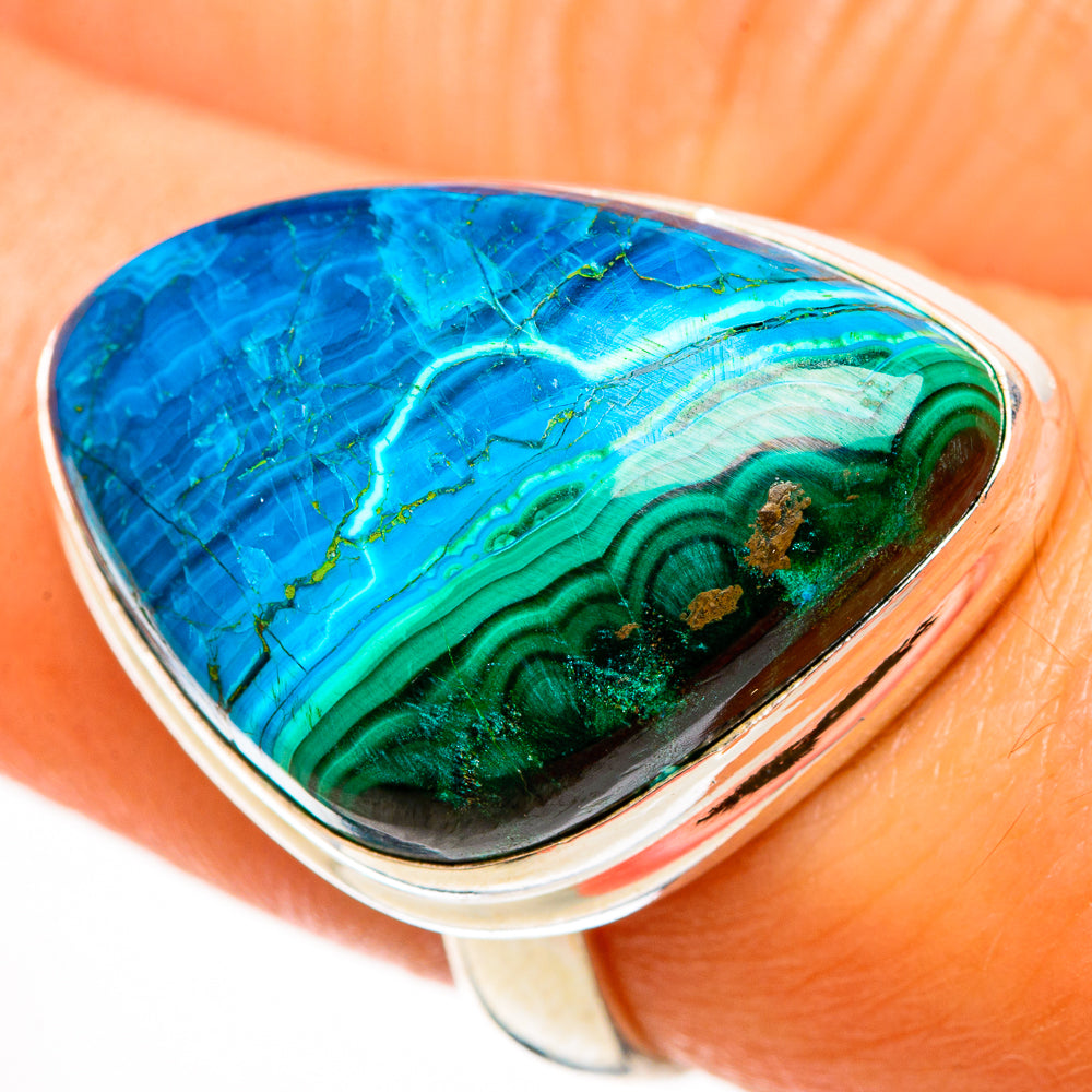 Malachite In Chrysocolla Rings handcrafted by Ana Silver Co - RING112289