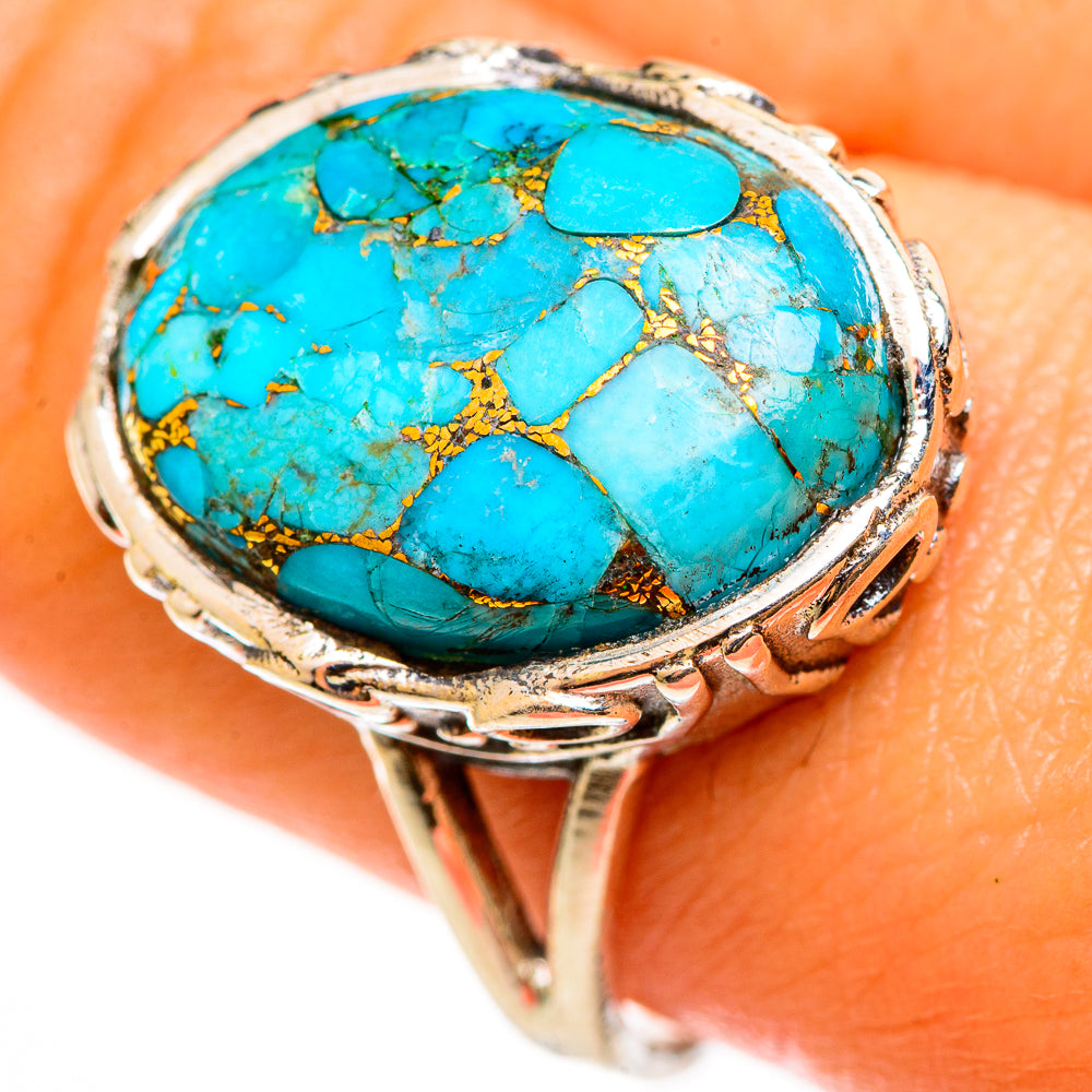 Blue Copper Composite Turquoise Rings handcrafted by Ana Silver Co - RING112298
