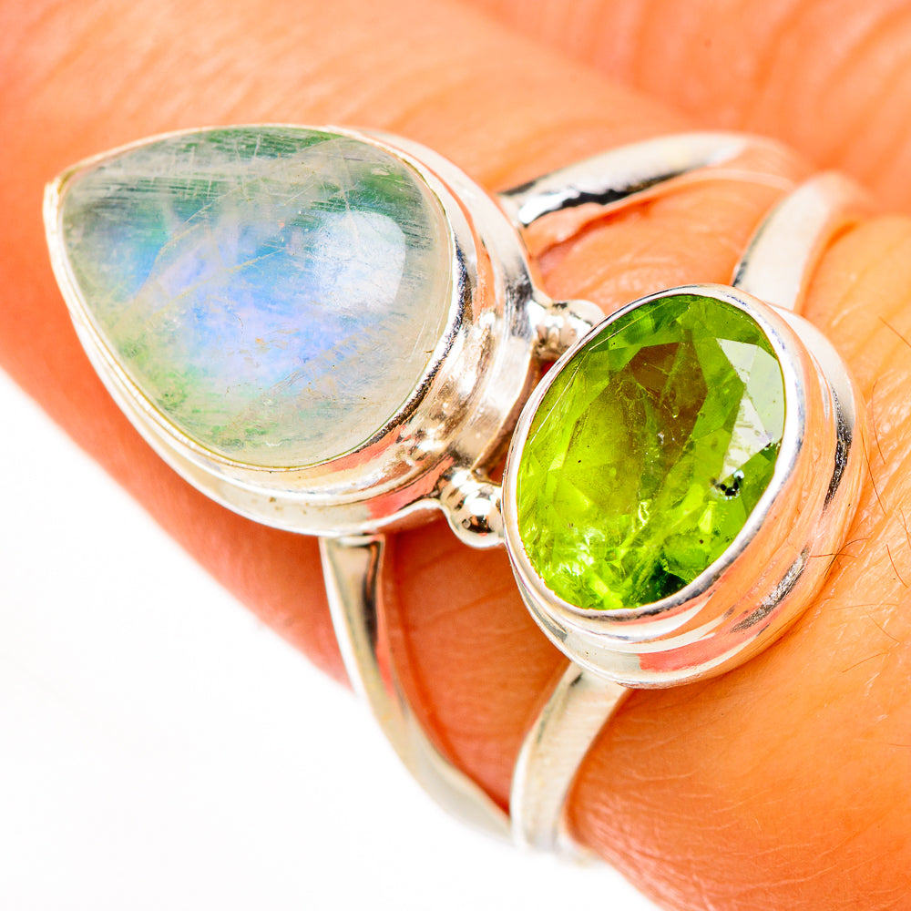 Green Moonstone Rings handcrafted by Ana Silver Co - RING112301