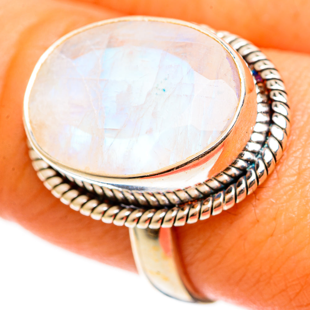 Rainbow Moonstone Rings handcrafted by Ana Silver Co - RING112315