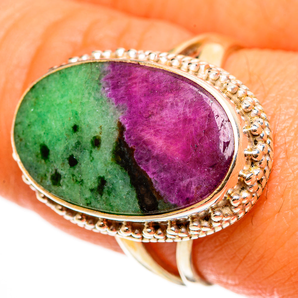 Ruby Zoisite Rings handcrafted by Ana Silver Co - RING112318