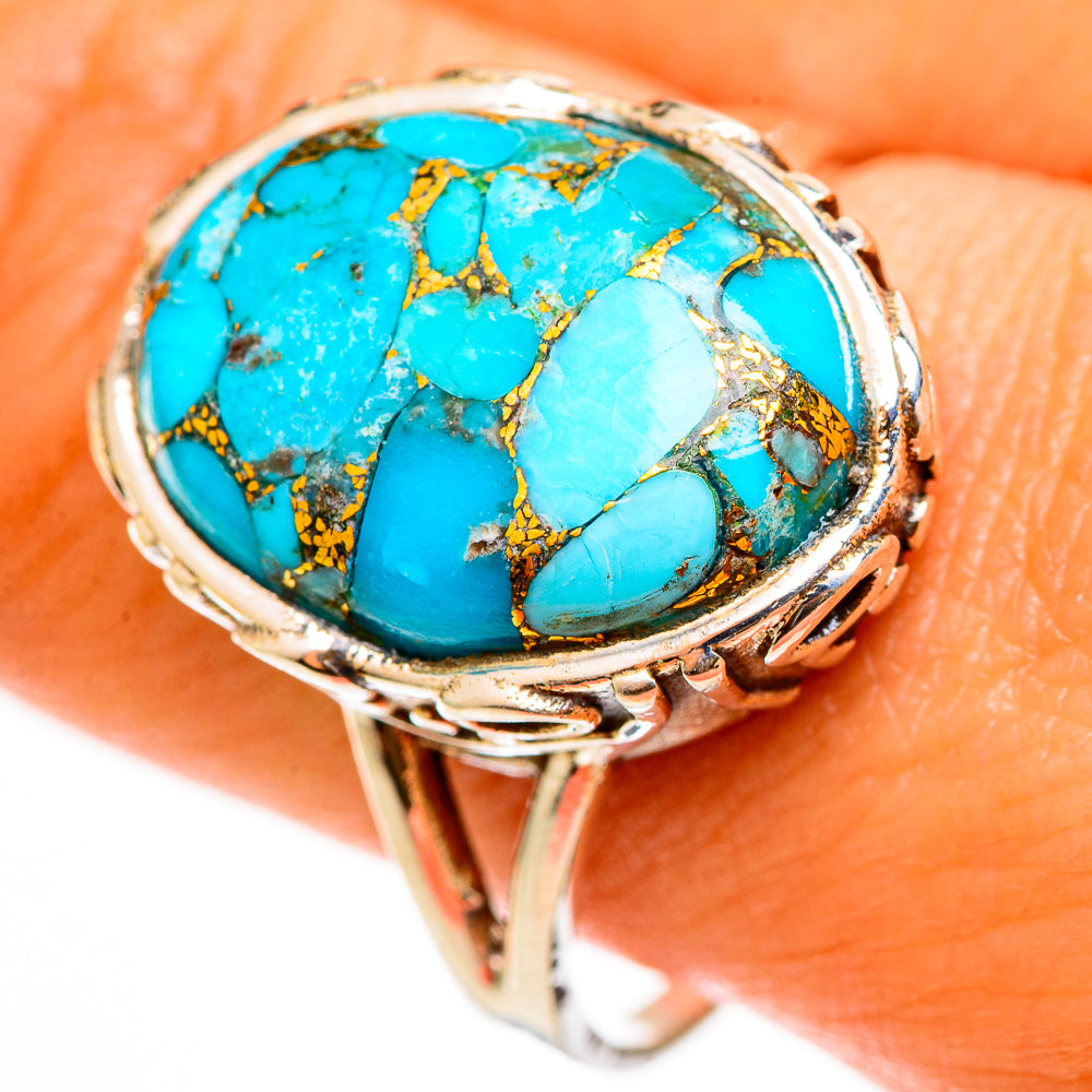 Blue Copper Composite Turquoise Rings handcrafted by Ana Silver Co - RING112350