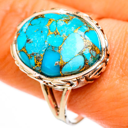 Blue Copper Composite Turquoise Rings handcrafted by Ana Silver Co - RING112350