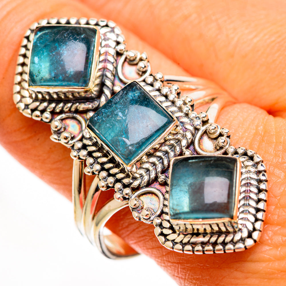 Blue Fluorite Rings handcrafted by Ana Silver Co - RING112357