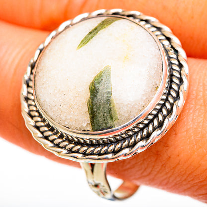 Green Tourmaline In Quartz Rings handcrafted by Ana Silver Co - RING112387