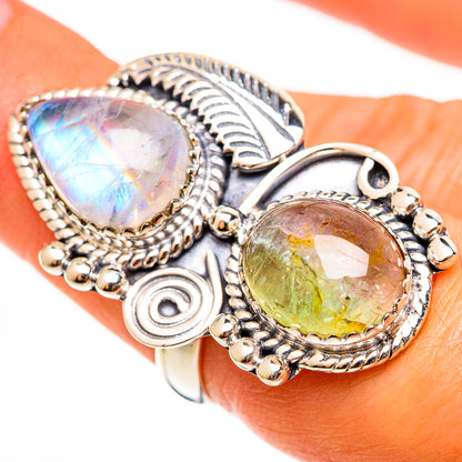 Rainbow Moonstone Rings handcrafted by Ana Silver Co - RING112391
