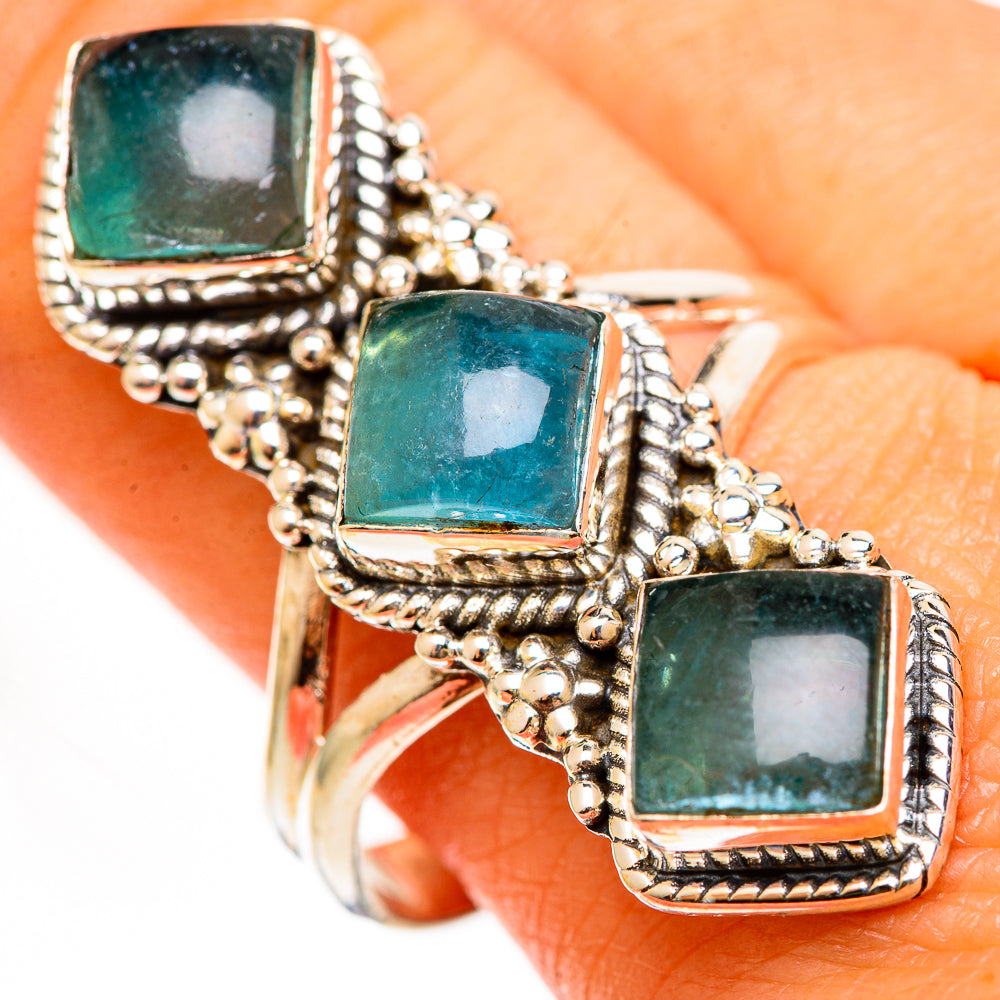 Blue Fluorite Rings handcrafted by Ana Silver Co - RING112402