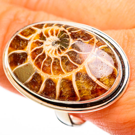 Ammonite Fossil Rings handcrafted by Ana Silver Co - RING112415