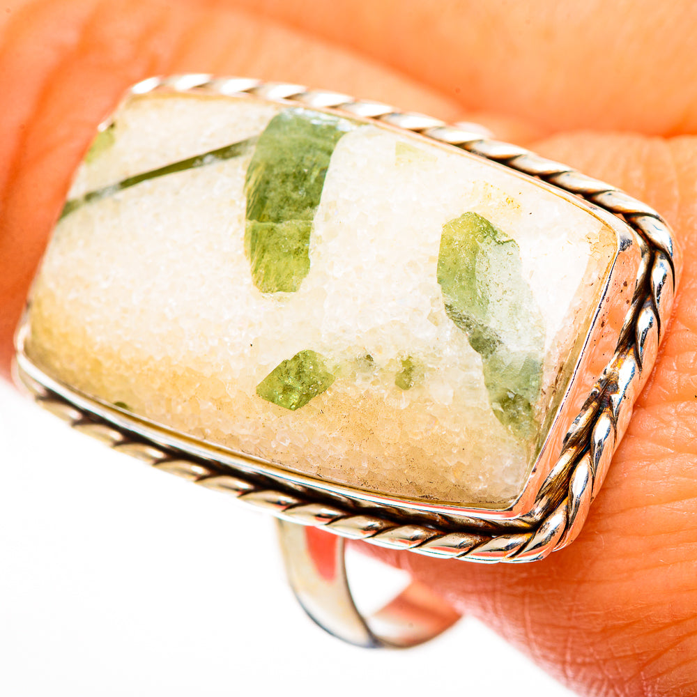 Green Tourmaline In Quartz Rings handcrafted by Ana Silver Co - RING112435
