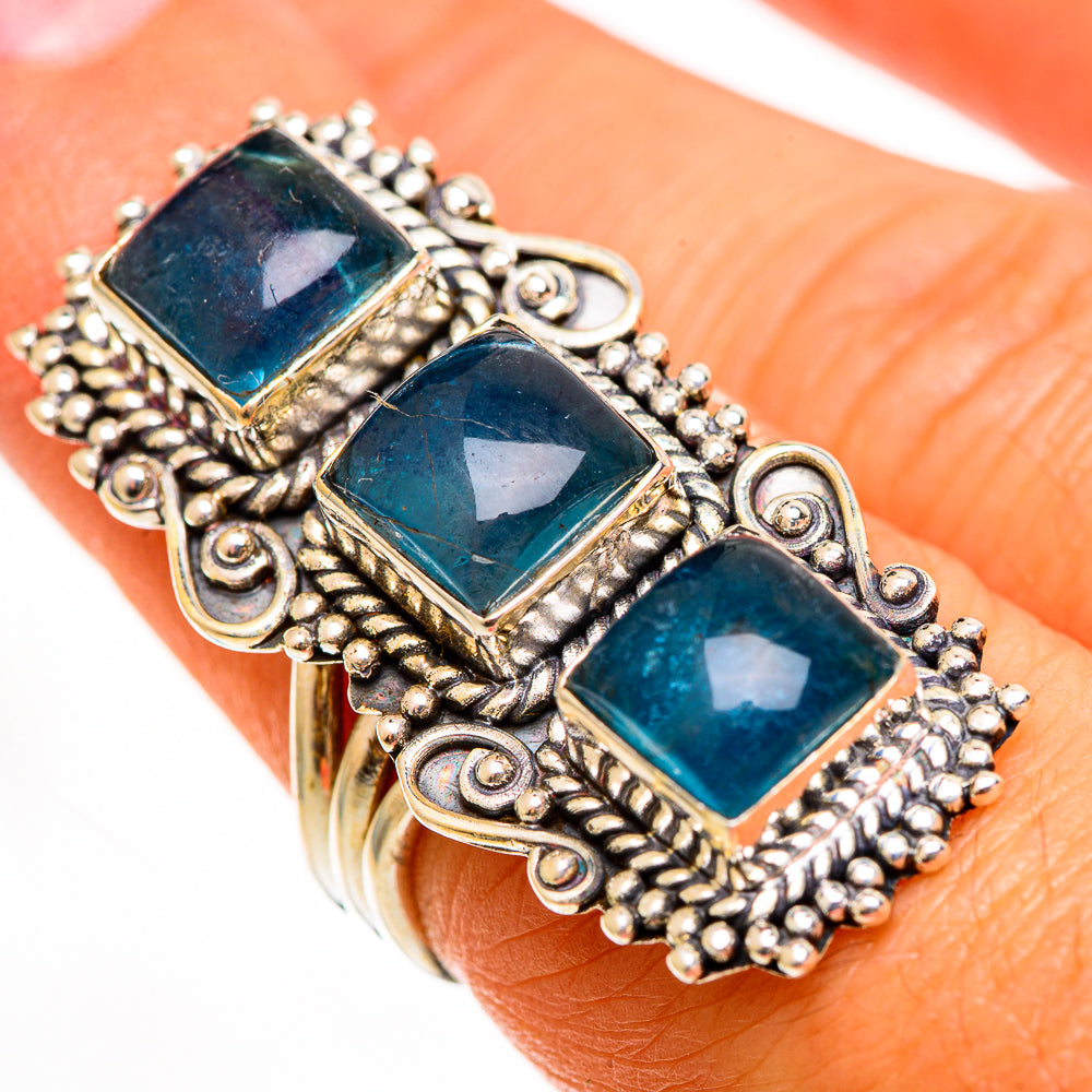 Blue Fluorite Rings handcrafted by Ana Silver Co - RING112445