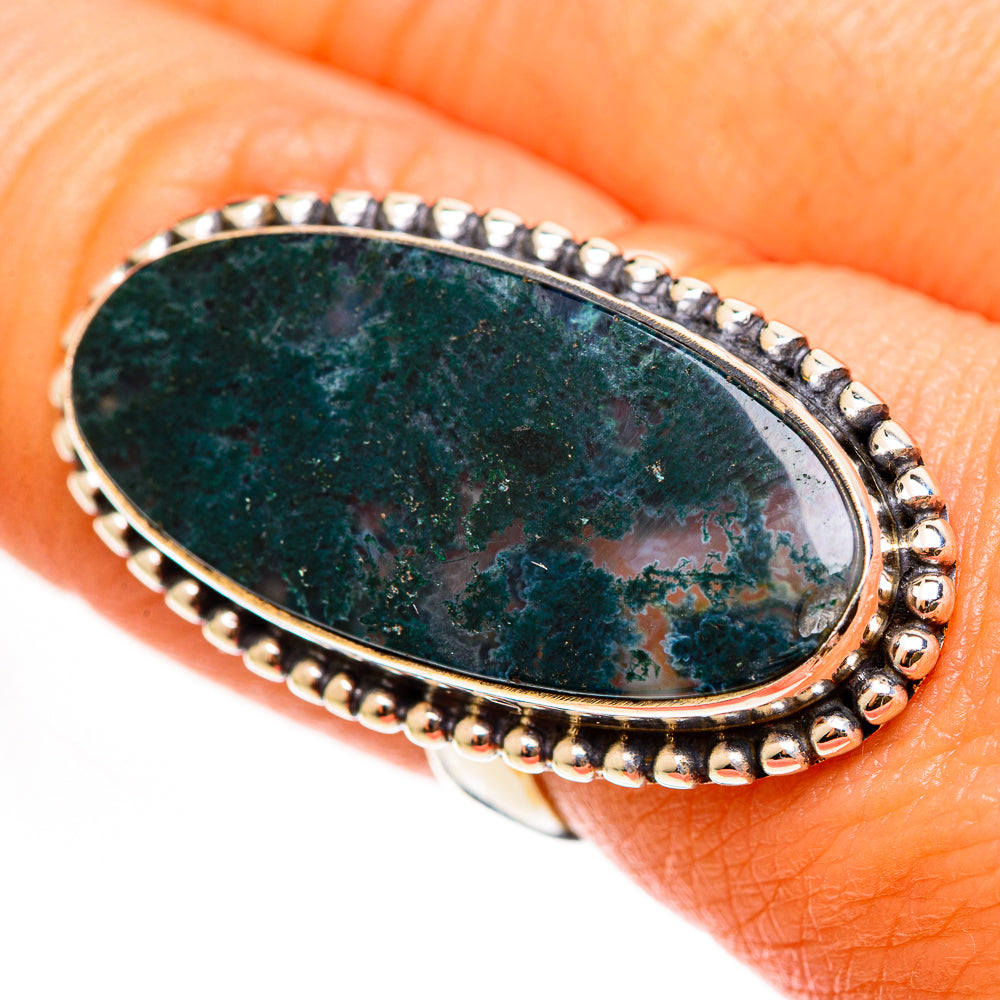 Green Moss Agate Rings handcrafted by Ana Silver Co - RING112451