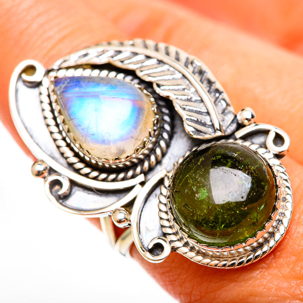 Rainbow Moonstone Rings handcrafted by Ana Silver Co - RING112453