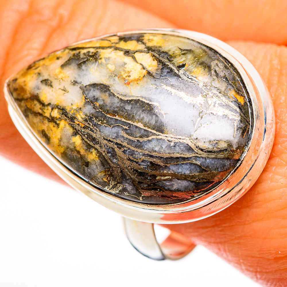 Pyrite Agate Rings handcrafted by Ana Silver Co - RING112476