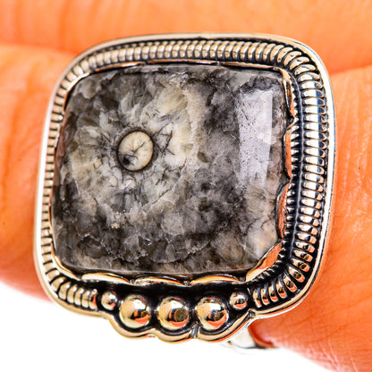 Moroccan Goniatite Fossil Rings handcrafted by Ana Silver Co - RING112477