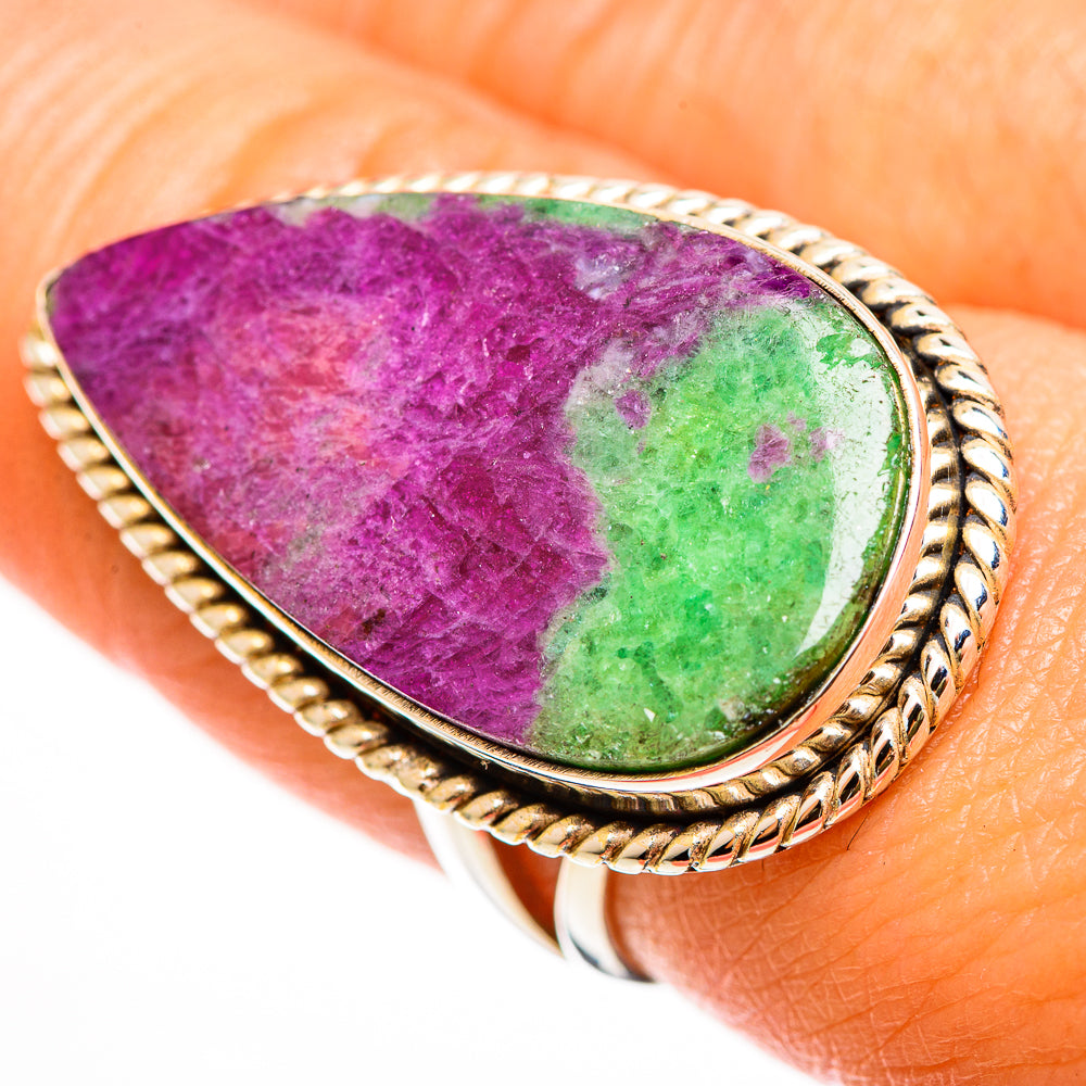 Ruby Zoisite Rings handcrafted by Ana Silver Co - RING112482