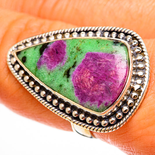 Ruby Zoisite Rings handcrafted by Ana Silver Co - RING112486