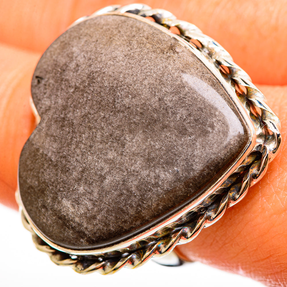 Gold Sheen Obsidian Rings handcrafted by Ana Silver Co - RING112502