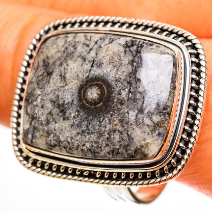 Moroccan Goniatite Fossil Rings handcrafted by Ana Silver Co - RING112516