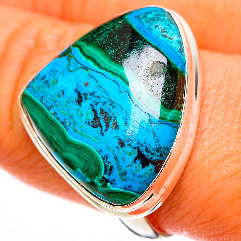 Malachite In Chrysocolla Rings handcrafted by Ana Silver Co - RING112518