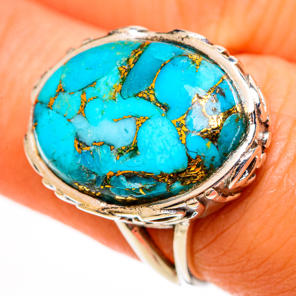 Blue Copper Composite Turquoise Rings handcrafted by Ana Silver Co - RING112551