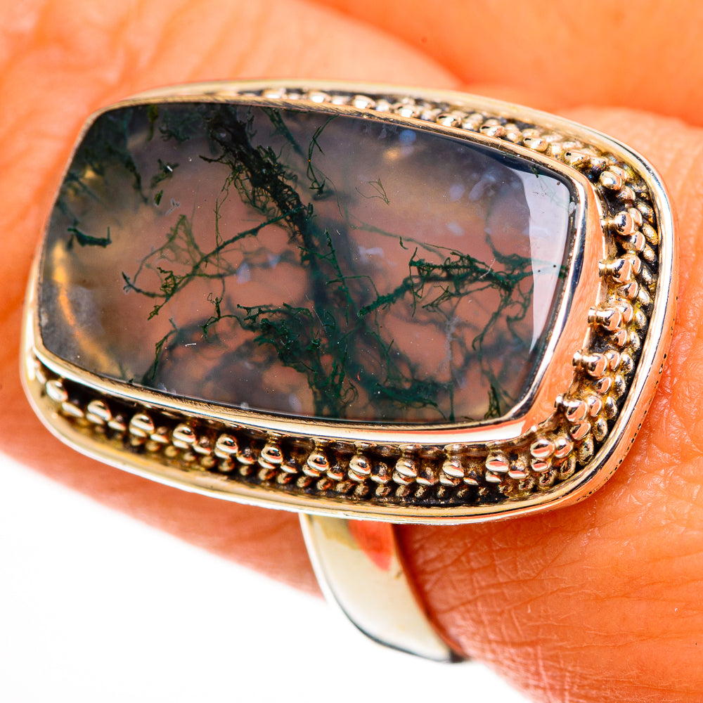Green Moss Agate Rings handcrafted by Ana Silver Co - RING112556