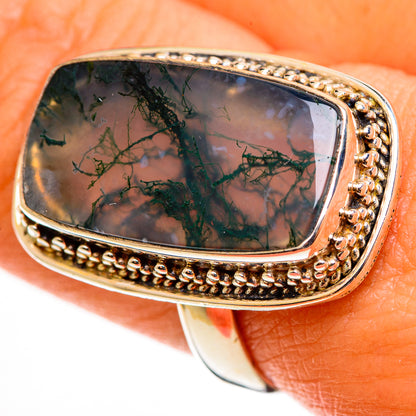 Green Moss Agate Rings handcrafted by Ana Silver Co - RING112556
