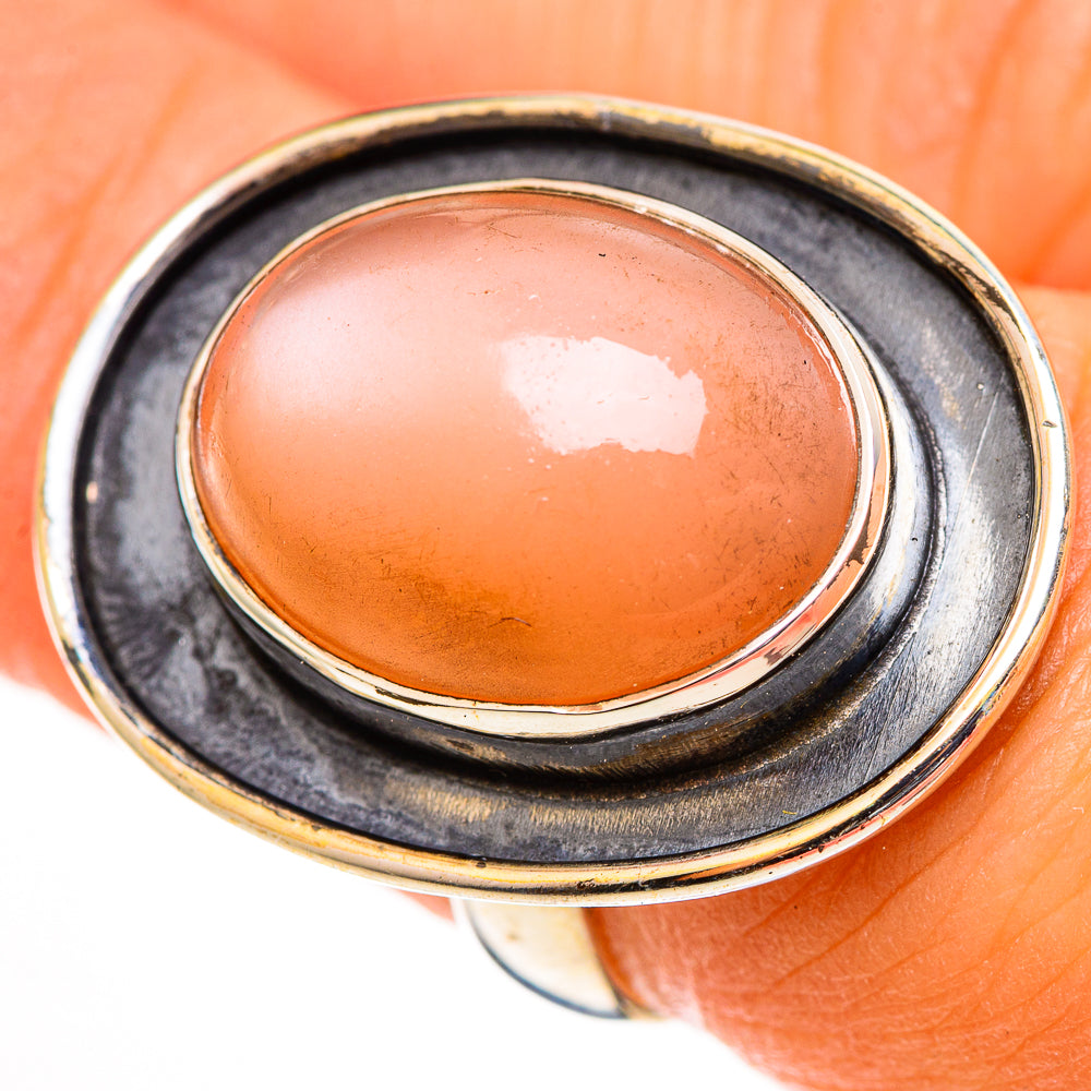 Peach Moonstone Rings handcrafted by Ana Silver Co - RING112562