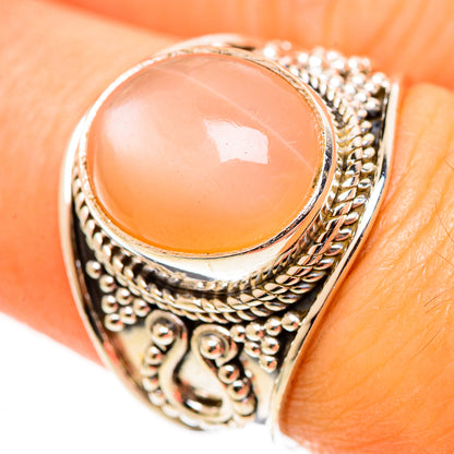 Peach Moonstone Rings handcrafted by Ana Silver Co - RING112563