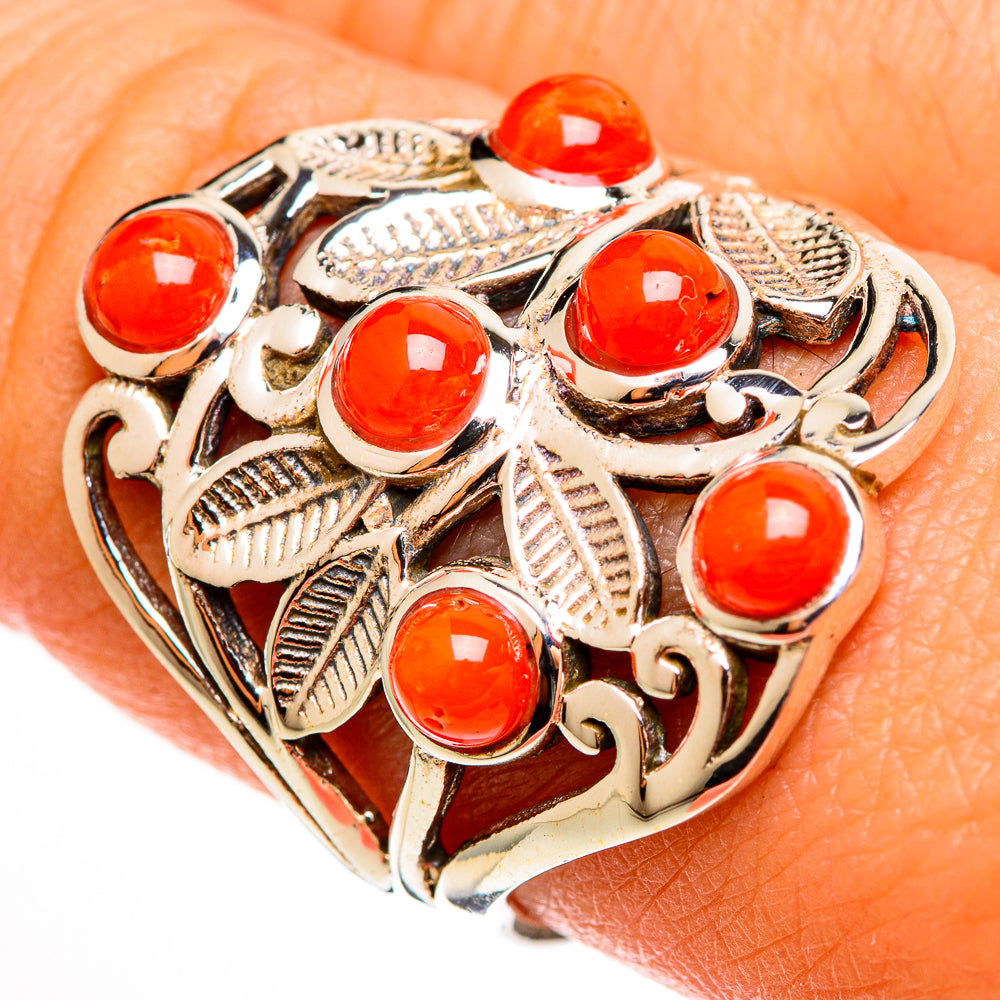 Mediterranean Red Coral Rings handcrafted by Ana Silver Co - RING112566