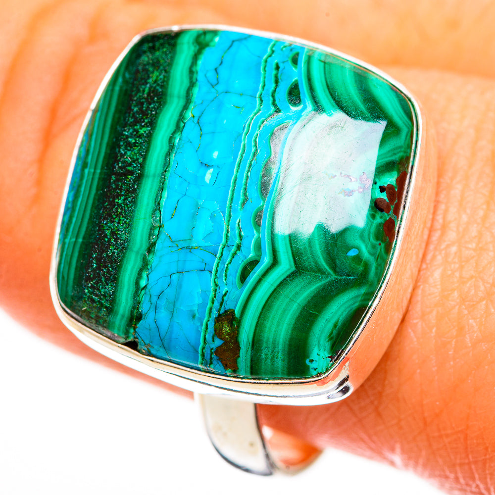 Malachite In Chrysocolla Rings handcrafted by Ana Silver Co - RING112580