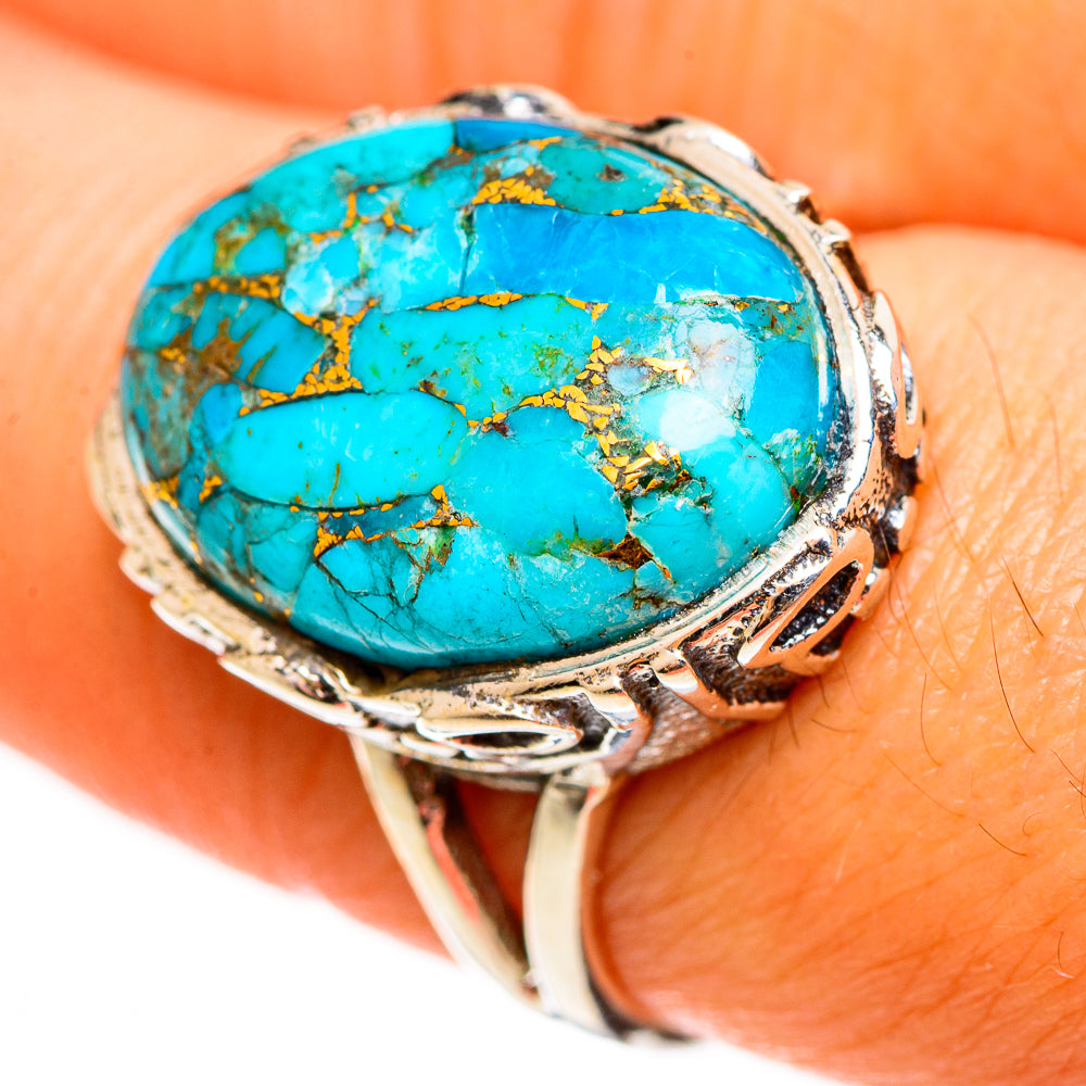 Blue Copper Composite Turquoise Rings handcrafted by Ana Silver Co - RING112592