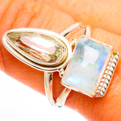 Rainbow Moonstone Rings handcrafted by Ana Silver Co - RING112594