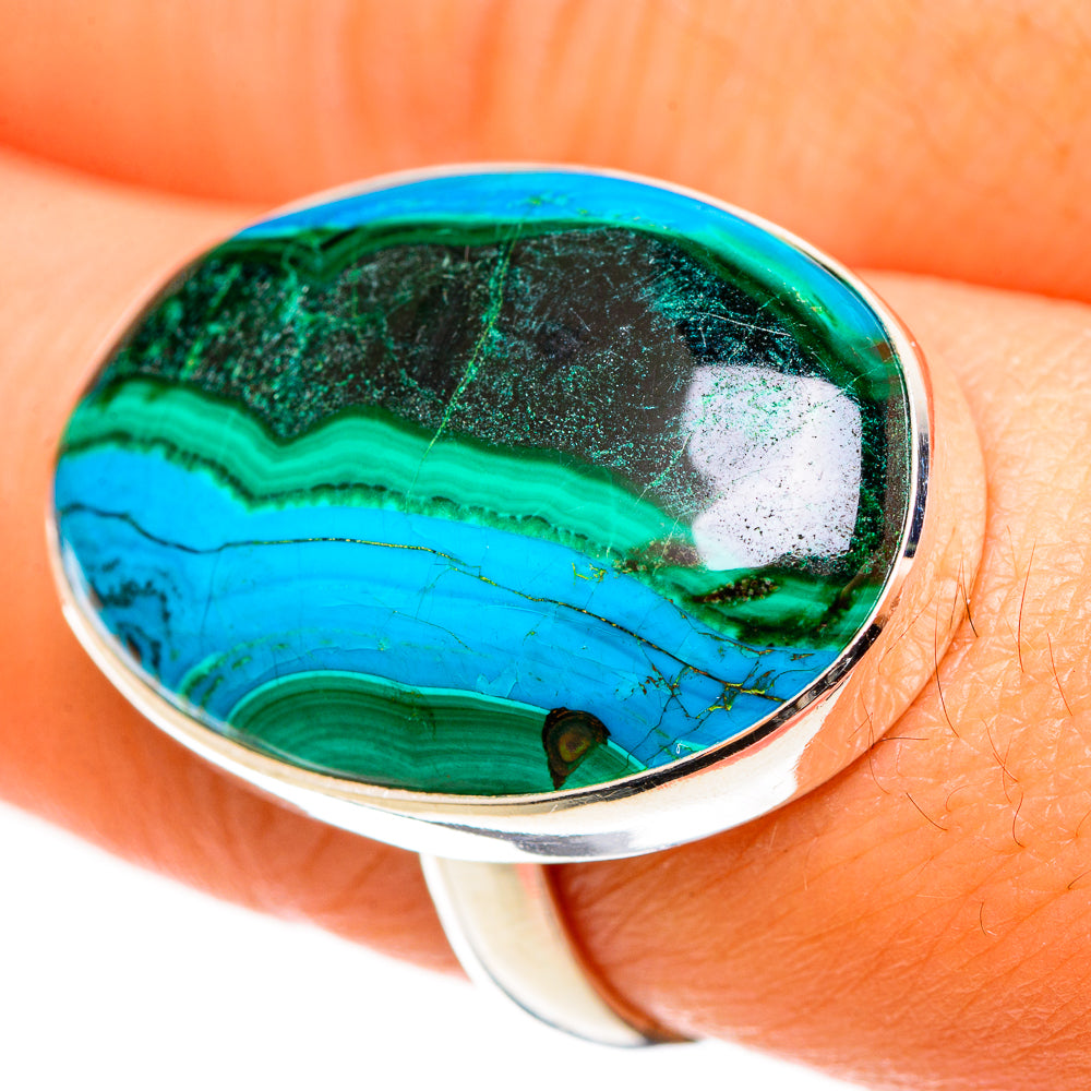 Malachite In Chrysocolla Rings handcrafted by Ana Silver Co - RING112613