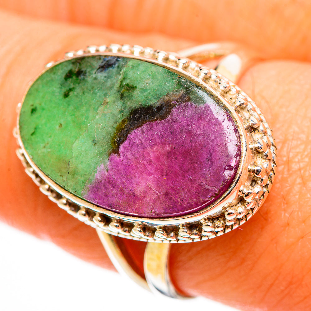Ruby Zoisite Rings handcrafted by Ana Silver Co - RING112615