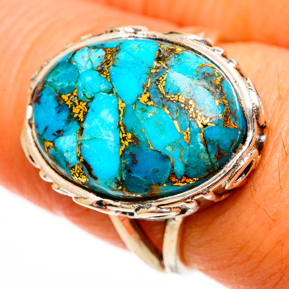 Blue Copper Composite Turquoise Rings handcrafted by Ana Silver Co - RING112624