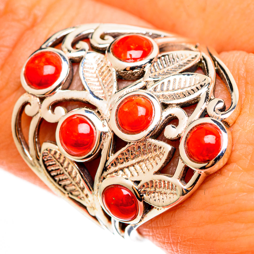 Mediterranean Red Coral Rings handcrafted by Ana Silver Co - RING112635