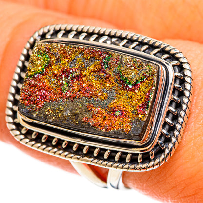 Spectro Pyrite Druzy Rings handcrafted by Ana Silver Co - RING112643