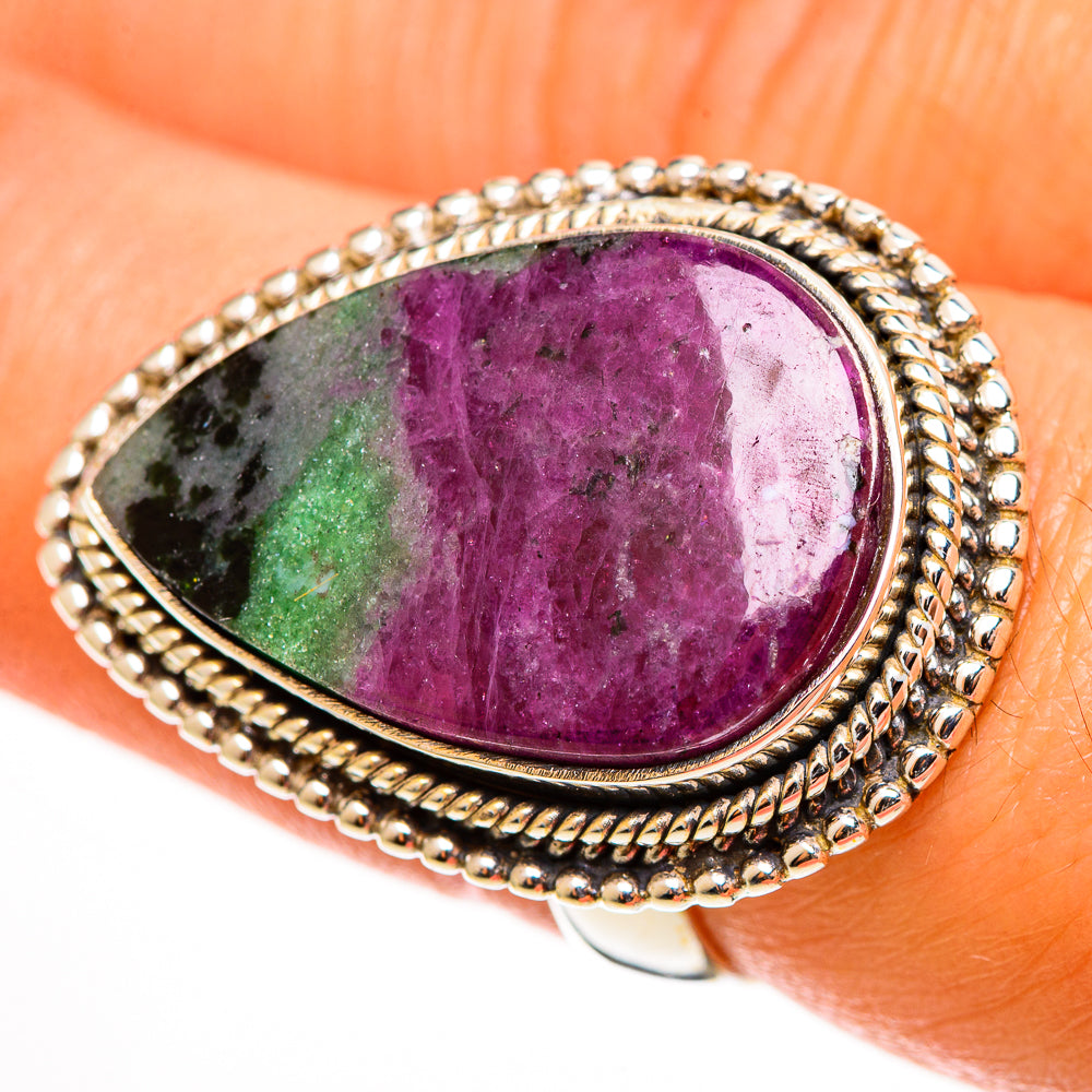 Ruby Zoisite Rings handcrafted by Ana Silver Co - RING112650