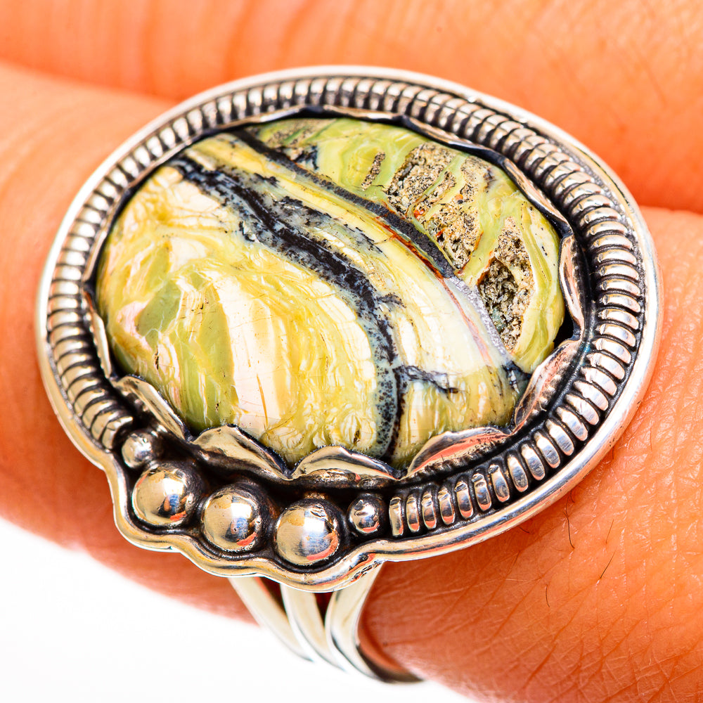 Serpentine Stone Rings handcrafted by Ana Silver Co - RING112663