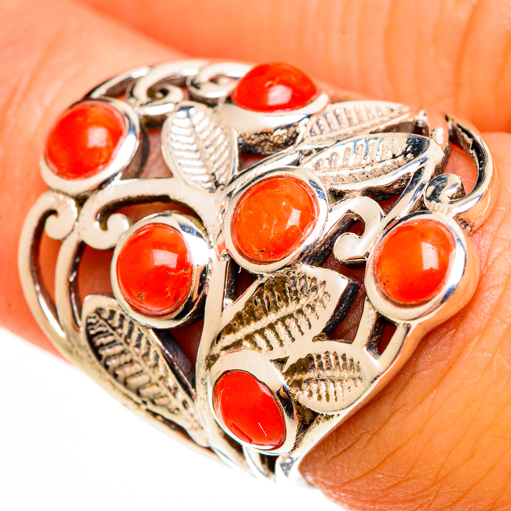 Mediterranean Red Coral Rings handcrafted by Ana Silver Co - RING112670