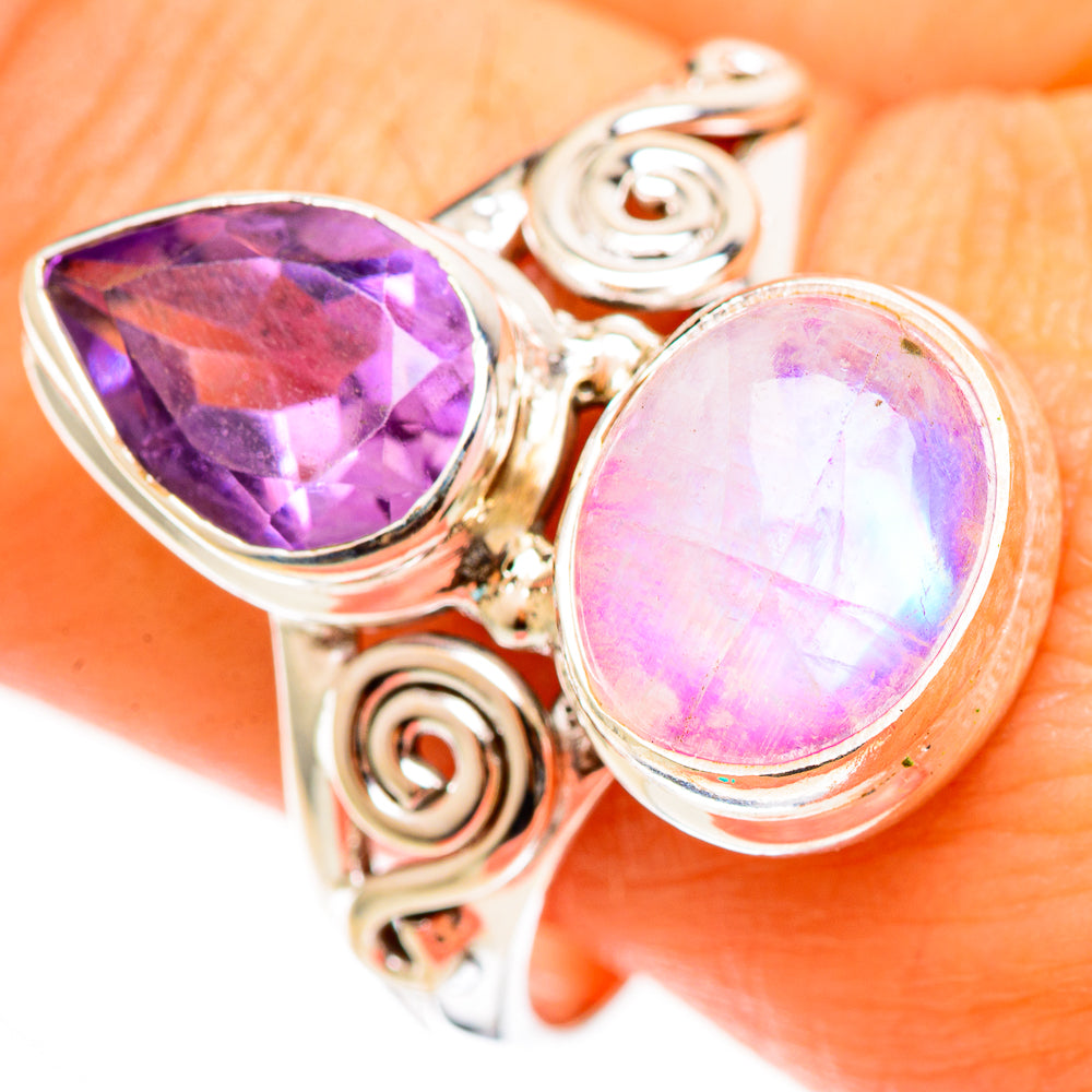 Pink Moonstone Rings handcrafted by Ana Silver Co - RING112683