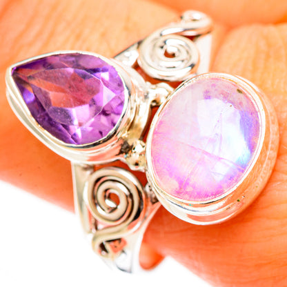 Pink Moonstone Rings handcrafted by Ana Silver Co - RING112683