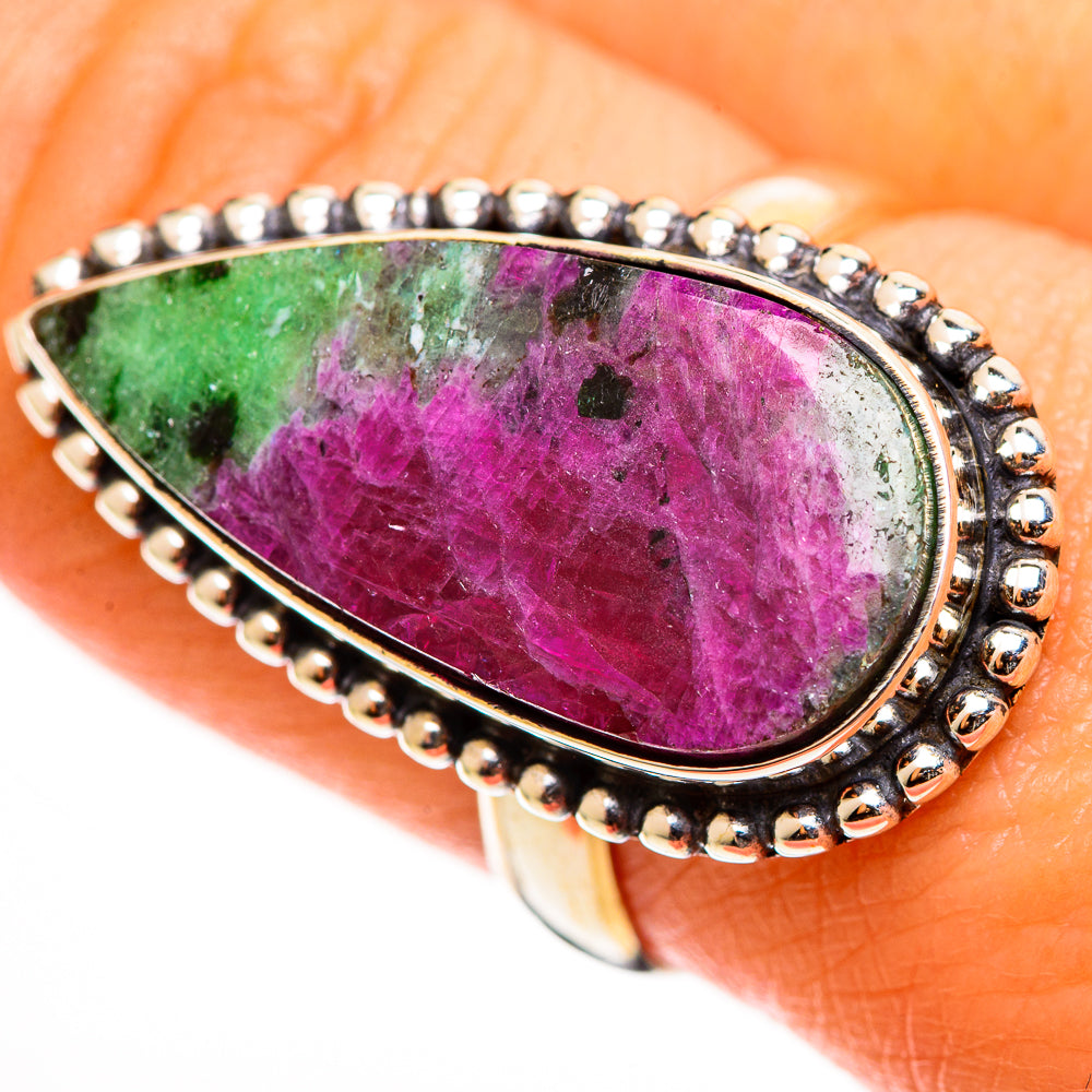 Ruby Zoisite Rings handcrafted by Ana Silver Co - RING112685